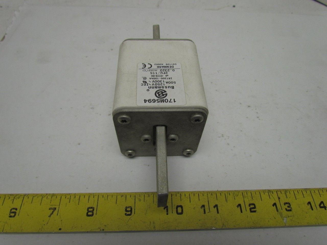 Bussmann 170M5694 500 Amp High Speed Square Body Blade Fuse 1250 Volt IEC