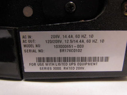 Powerware 103000651003 Distribution Module Ser 3000 208V In 120/208V Out IBM/UPS