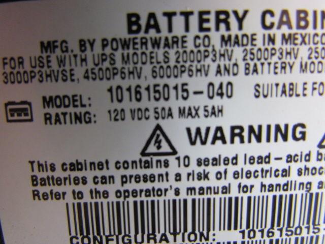 Powerware Prestige 101615015-040 Battery Cabinet for UPS 120 VDC 50 Amp