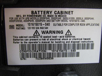 Powerware Prestige 101615015-040 Battery Cabinet for UPS 120 VDC 50 Amp
