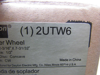 2UTW6 Direct Drive Double Inlet Forward Curve Concave Fan Blower Wheel 12-3/16"