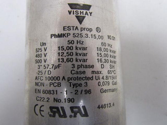 VISHAY PhMKP ESTAProp 525.3.15,00 Low Voltage Capacitor 480V 3Ph 57.7uF