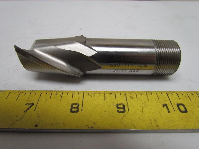 Clarkson 32mm SS Slot Drill 2-Flute M25x1.25 Screw Shank HSS 4" OAL 178mm Lead