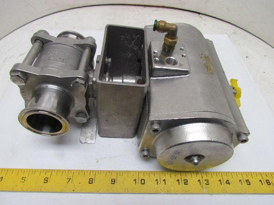 10-SR-85 1000 WOG CF8M Stainless Steel 1-1/2" Tri Clover Ball Valve w/Actuator
