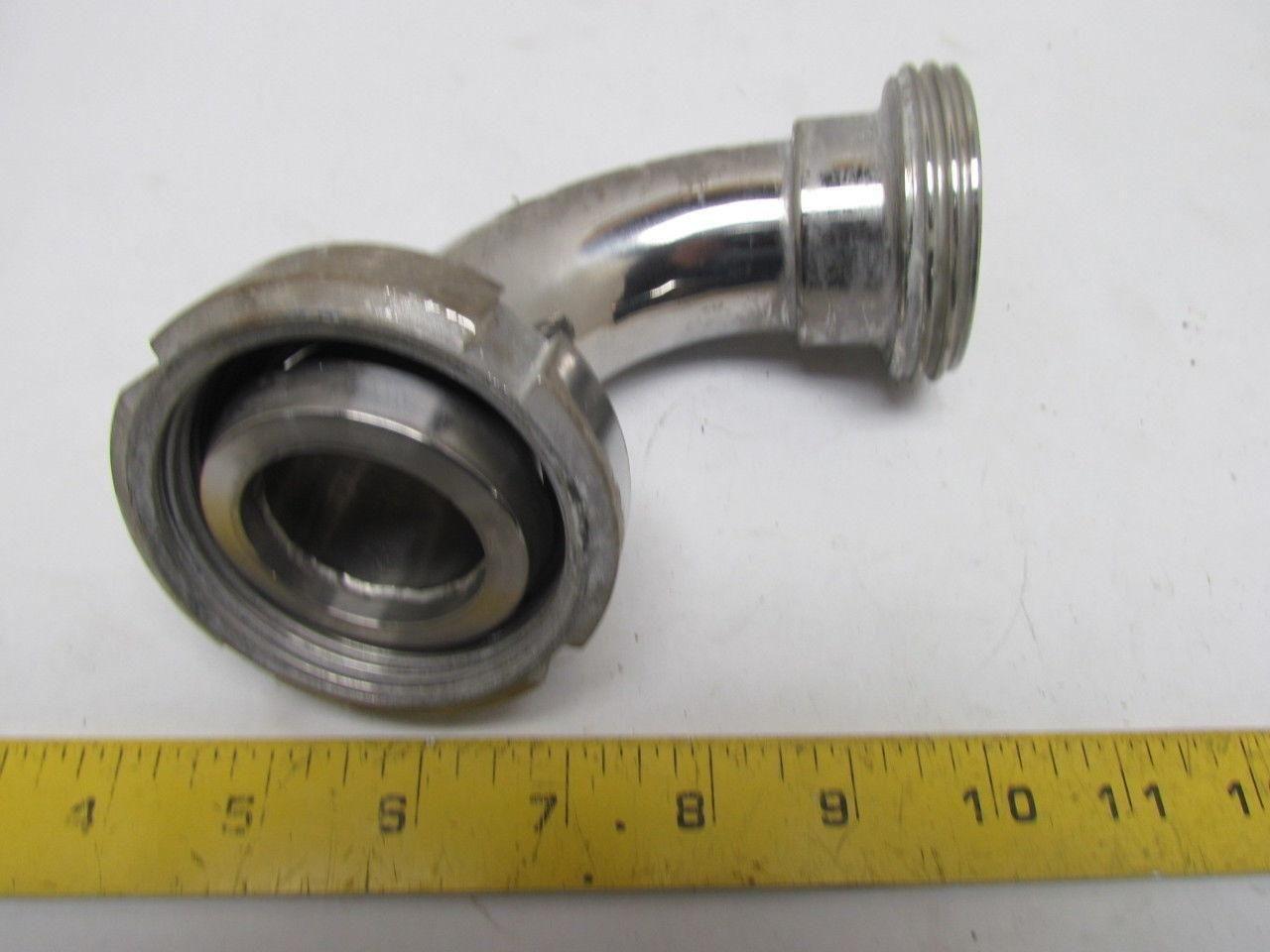 1-1/2" Stainless Steel 90 Deg Elbow Threaded Bevel Seat x Plain Bevel w/Nut