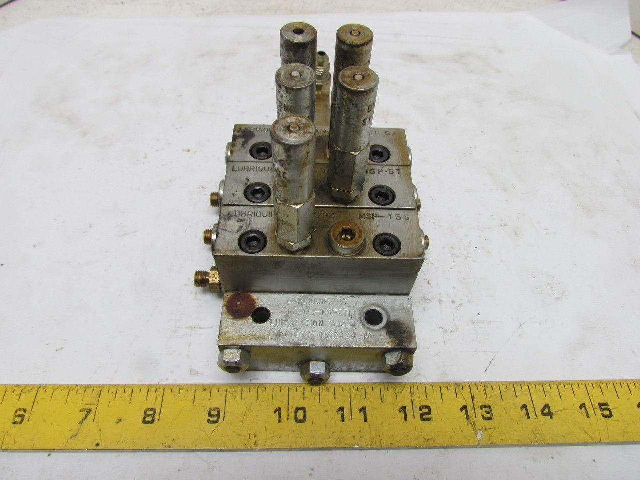 Lubriquip Graco MSP-5T MSP-15S 3Section Modular Divider Valve Block w/Indicators