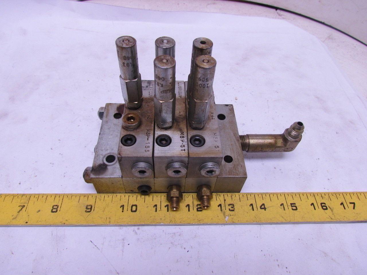 Lubriquip Graco MSP-5T MSP-15S 3Section Modular Divider Valve Block w/Indicators