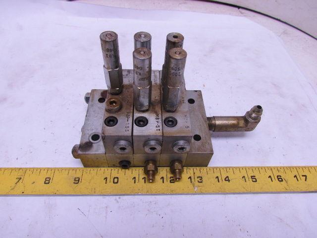 Lubriquip Graco MSP-5T MSP-15S 3Section Modular Divider Valve Block w/Indicators