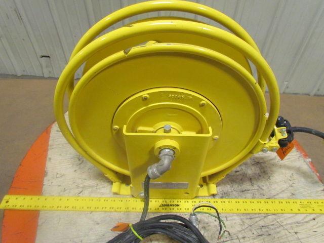 Aero-Motive Retractable Electric Cable Reel 45' 110V 12/3 Cord 20Amp 3-Ring 600V