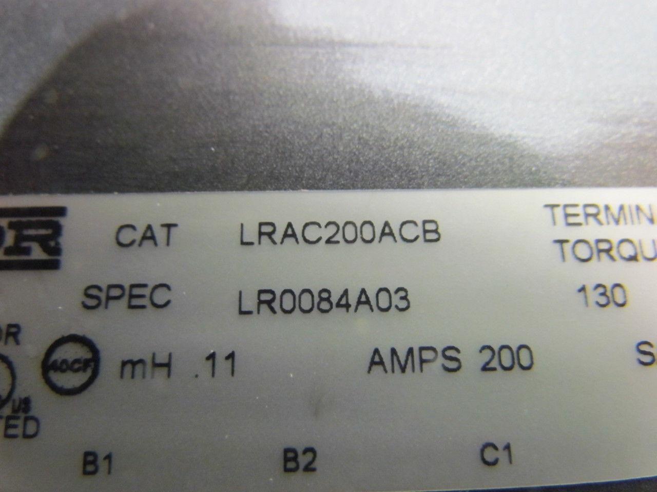 Baldor LRAC200ACB 3-Phase Line Reactor 150Hp 460V 200 Amp 0.11mH 130 Lb-IN 600V