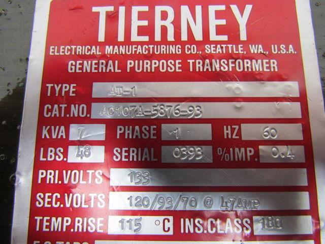 AC107A-5876-93 Type AT-1 Single Phase Transformer 7Kva 133V Pri 120/93/70V Sec