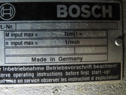 Bosch 3 842 519 115 Gear Box Speed Reducer w/Center-Mount Drive 3/4HP 230/460V