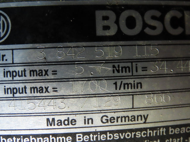 Bosch 3 842 519 115 Gear Box Speed Reducer w/Center-Mount Drive 3/4HP 230/460V