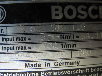 Bosch 3 842 519 115 Gear Box Speed Reducer w/Center-Mount Drive 3/4HP 230/460V