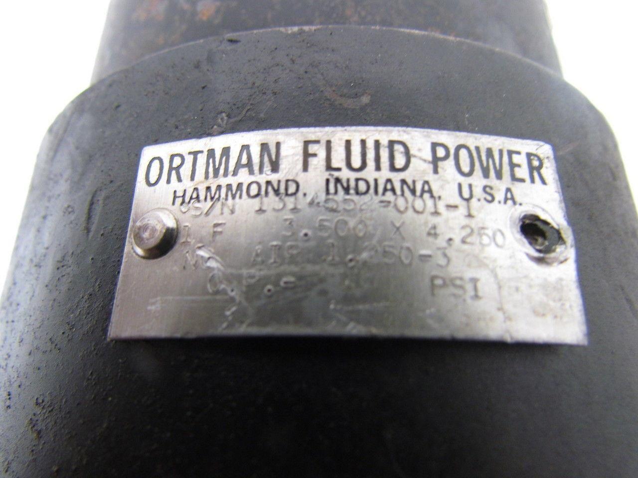 Ortman 3.500X4.250 Pneumatic Air Cylinder 3-1/2" Bore 4-1/4" Stroke Roundline