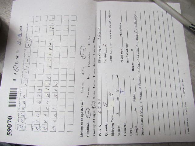 NORMAN Filter Co HYU-633 Hydraulic Filter Element NEW