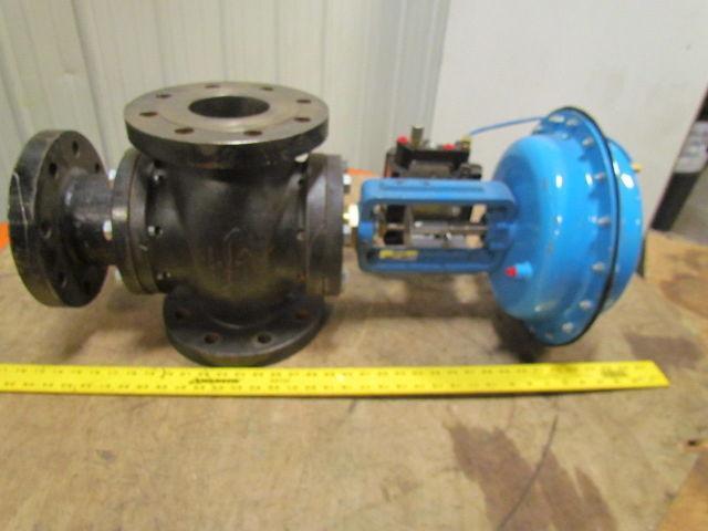 Trerice 940B-L85-760P Cast Iron 4" Flanged 3-Way Valve w/94B 14" Air Actuator