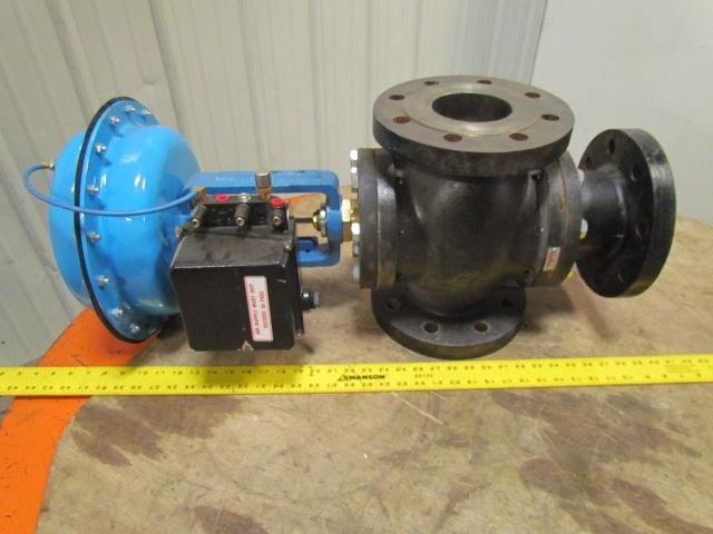 Trerice 940B-L85-760P Cast Iron 4" Flanged 3-Way Valve w/94B 14" Air Actuator