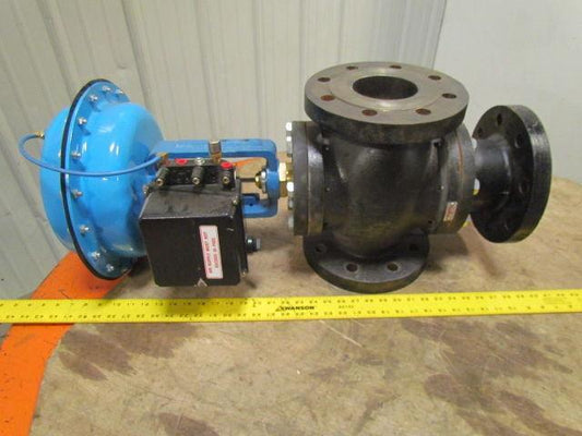 Trerice 940B-L85-760P Cast Iron 4" Flanged 3-Way Valve w/94B 14" Air Actuator