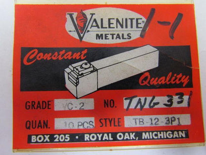 Valenite TNG331 Carbide Insert Grade VC2 TB-12-3P1 Box of 10pcs
