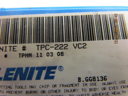 Valenite TPC-222 Carbide Insert Grade VC2 Box of 10pcs