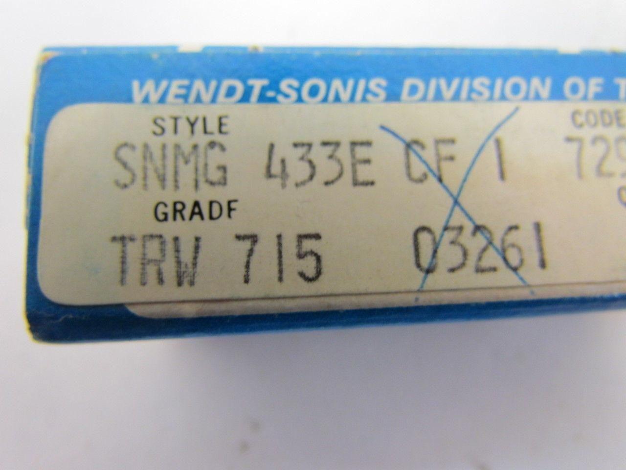 TRW SNMG 433E CF 72938 03261 Carbide Insert Grade TRW 715 SNMG433E 2-Boxes 16pcs