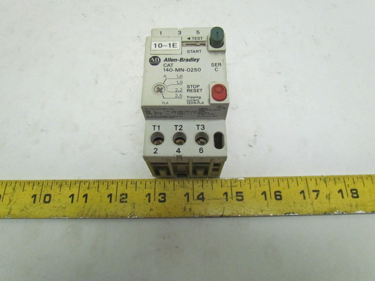A-B Allen Bradley CAT 140-MN-0250 Ser C Starter Relay Contactor Control