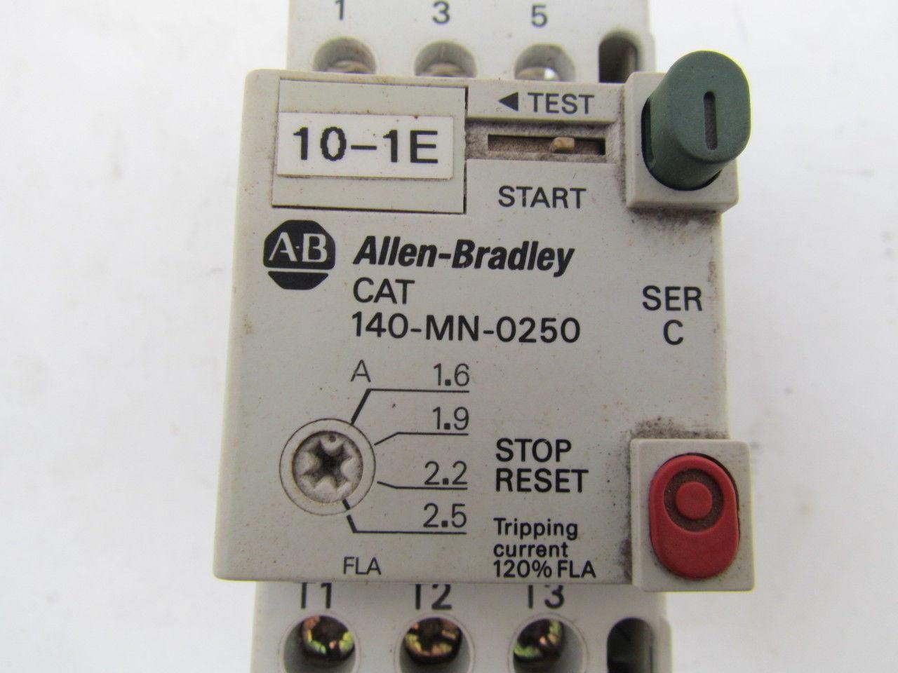 A-B Allen Bradley CAT 140-MN-0250 Ser C Starter Relay Contactor Control