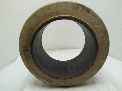 16x7x10-1/2 Smooth White Rubber Non-Marking Press-On Forklift Tire 16x7x10.5