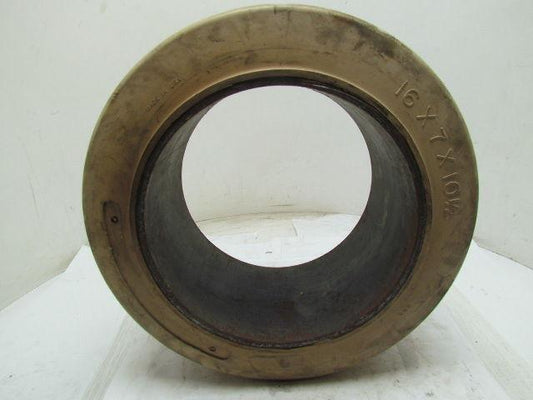 16x7x10-1/2 Smooth White Rubber Non-Marking Press-On Forklift Tire 16x7x10.5