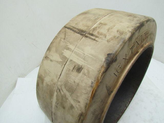 16x7x10-1/2 Smooth White Rubber Non-Marking Press-On Forklift Tire 16x7x10.5