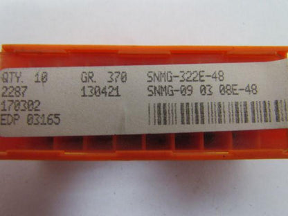 GE Carboloy SNMG-322E-48 SNMG-09 03 08E-48 Carbide Insert Grade 370 Box of 20pcs