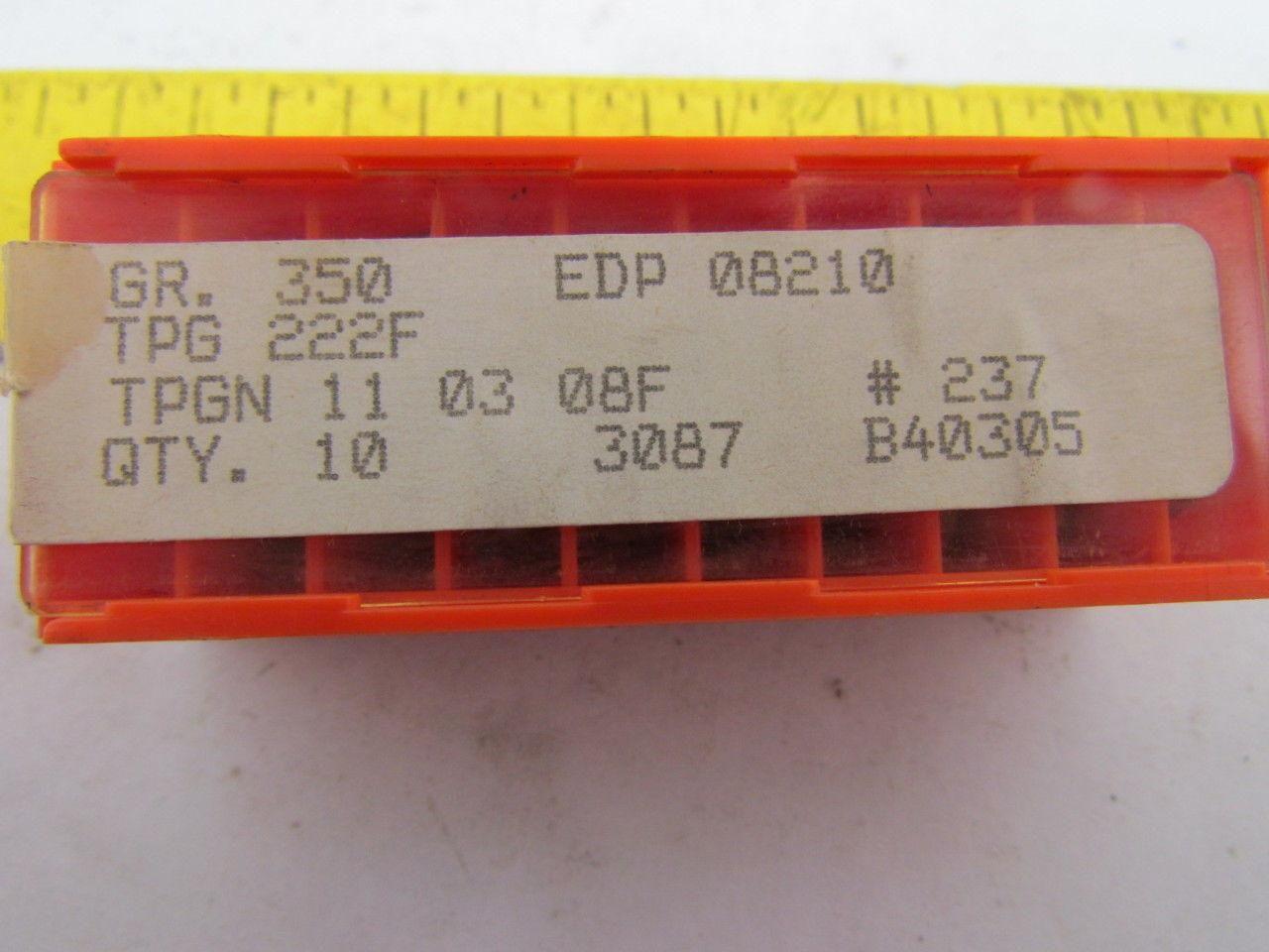 Carboloy TPG 222F EDP 08210 Carbide Insert Grade 350 TPGN 11 03 08F Box of 40pcs