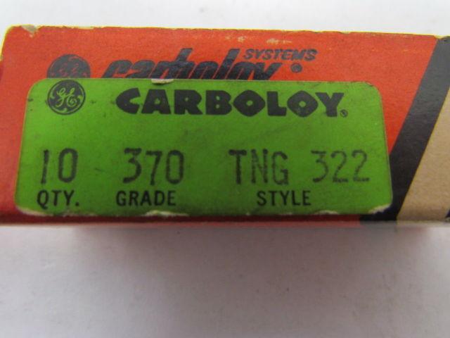 GE Carboloy TNG 322 Carbide Insert Grade 370 TNG322 Box of 20pcs