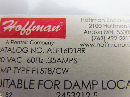 Hoffman ALF16D18R 18" 115V Damp Location Fluorescent Light Fixture No Brackets