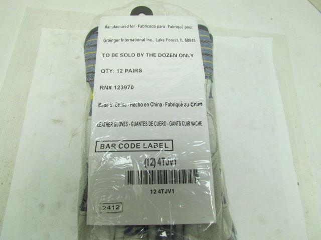 Condor 4TJV1 Size Medium Premium Leather Palm Gloves Cow Split Grey 12 Pair