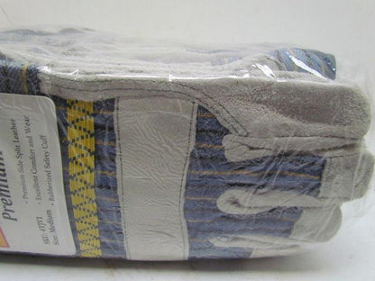 Condor 4TJV1 Size Medium Premium Leather Palm Gloves Cow Split Grey 12 Pair