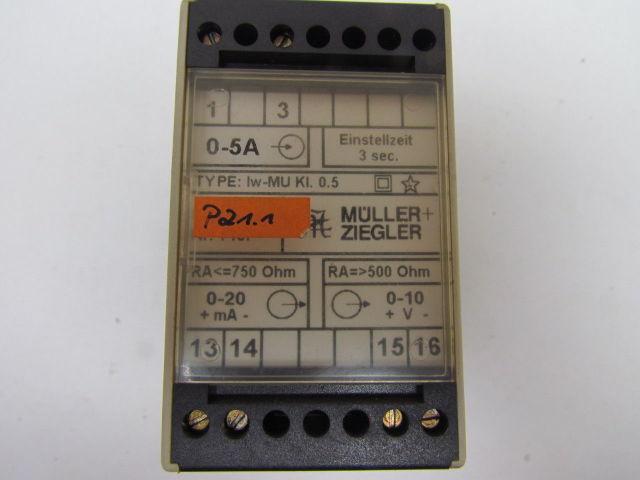 Muller Ziegler IW-MU KI. 0.5 Module 0-5A 0-20 MA 0-10V DIN Rail Mount
