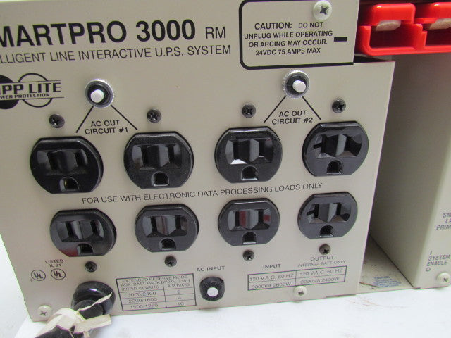Tripp Smartpro 3000 RM Rackmount UPS System 8-Outlet Power Supply 3000VA 2400W
