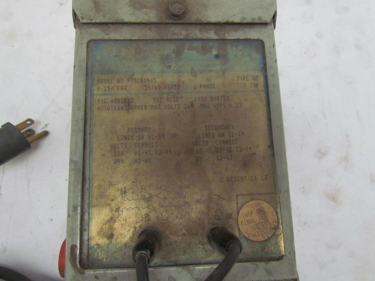 GE General Electric 9T51B0405 24VDC Test Power Supply .15KVA 1PH Autotransformer