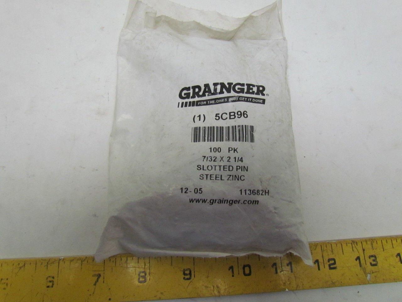 Grainger 5CB96 Slotted Steel Spring Pin 7/32x2-1/4" Pk of 100pcs
