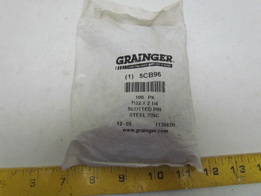 Grainger 5CB96 Slotted Steel Spring Pin 7/32x2-1/4" Pk of 100pcs