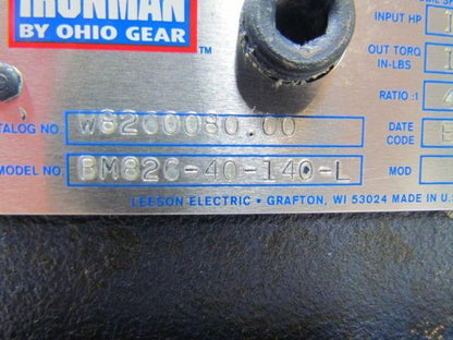 Ohio BM826-40-140-L W8260080.00 Speed Reducer Gearbox Gear Box 40:1 Ratio 56C
