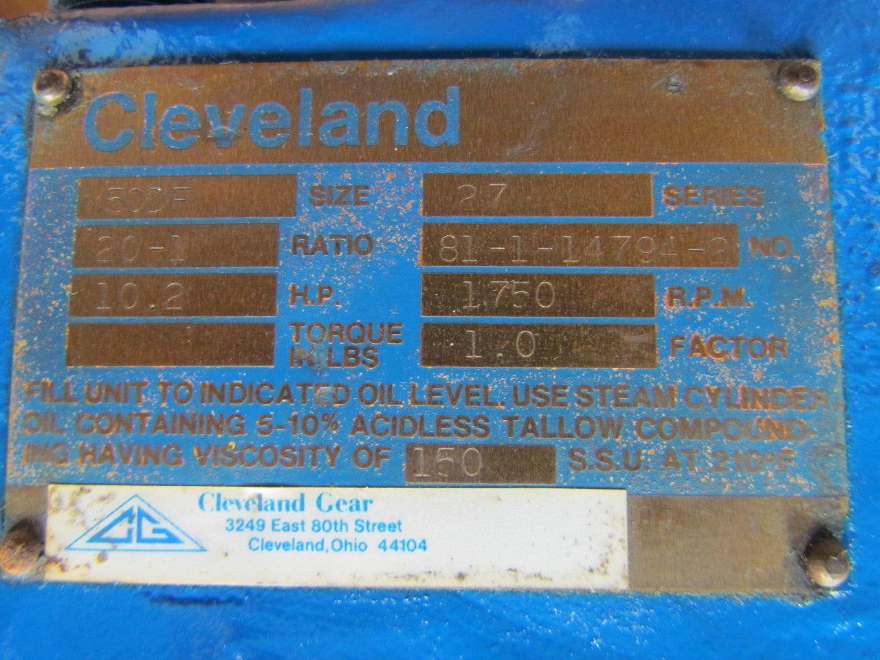 Cleveland 50DF Series 27 20:1 10.2HP Speed reducer gearbox