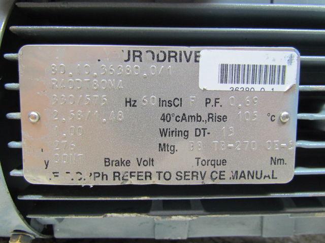 Sew Eurodrive R40 B8 TB-270 CE-3 6.17:1 Ratio R40DT80N4 330/575V 1HP Gearmotor