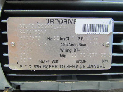Sew Eurodrive R40 B8 TB-270 CE-3 6.17:1 Ratio R40DT80N4 330/575V 1HP Gearmotor