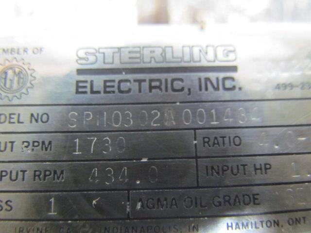 Sterling Electric SPH0302A001434 Inline Gearbox Speed Reduce 4:1 Ratio 460V 3PH