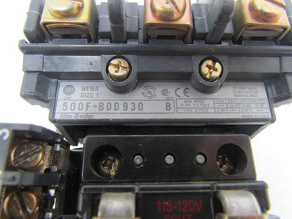 Allen Bradley 500F-BOD930 500F-B0D930 Contactor Motor Starter Sz1 27A 120V Coil