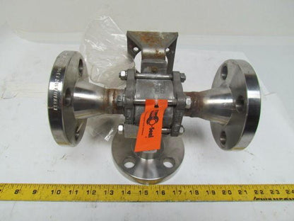PBM DPH-E5M-L10-02A 1" Stainless Steel 3-Way Flanged Valve w/Actuator Bracket