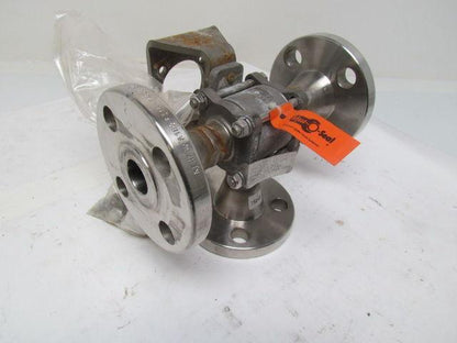 PBM DPH-E5M-L10-02A 1" Stainless Steel 3-Way Flanged Valve w/Actuator Bracket